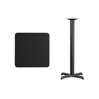 Flash Furniture XU-BLKTB-2424-T2222B-GG 24" Square Black Laminate Table Top with 22" Bar Height Table Base